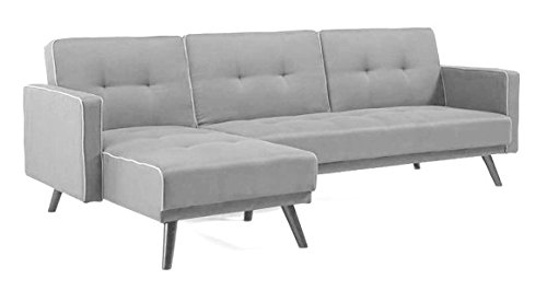 CANAPÉ D'ANGLE CONVERTIBLE TISSU GRIS PRESTO