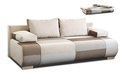 CANAPÉ 3 PLACES CONVERTIBLE EN TISSU MARRON MALTE