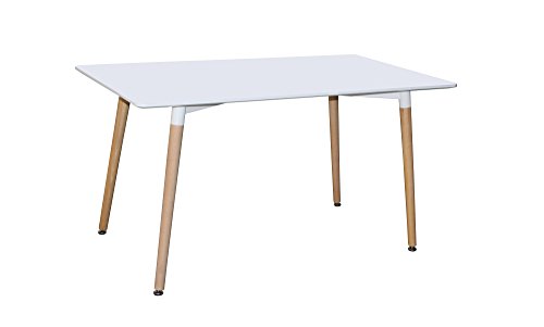 Table à manger scandinave en bois laquée blanc ...