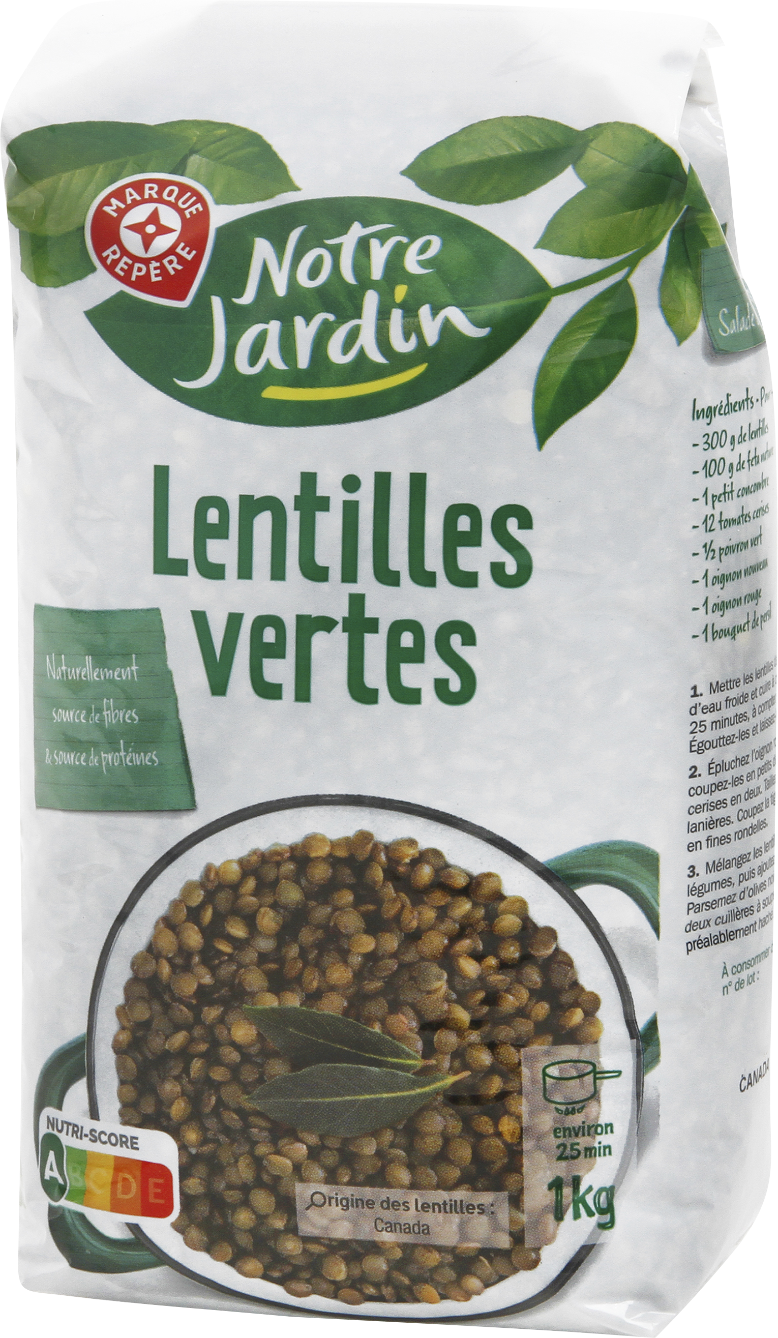 “NOTRE JARDIN” LENTILLES VERTES code EAN 1644432192671 
