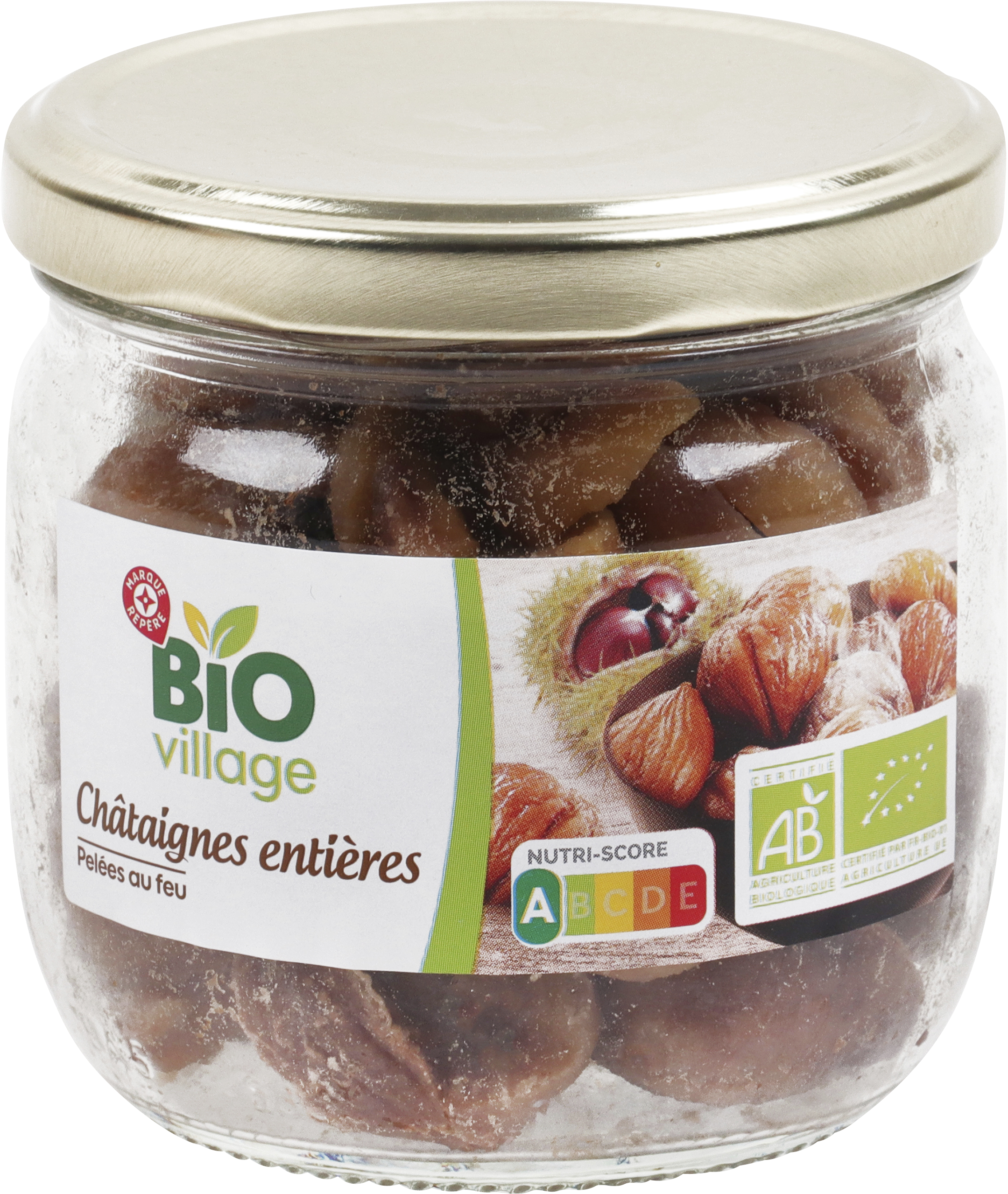 CHÂTAIGNES ENTIÈRES PELÉES AU FEU