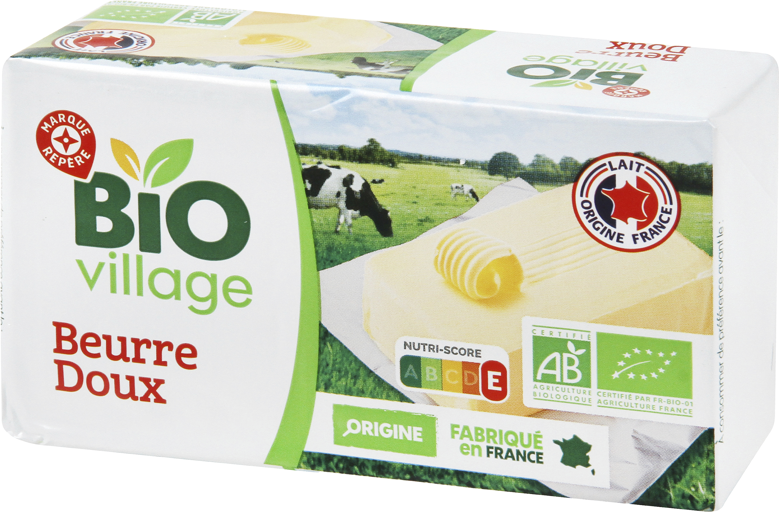 PLAQUETTE DE BEURRE DOUX 
82% MAT.GR. BIO