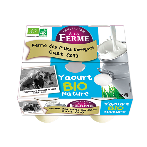 FERME DES P’TITS KORRIGANS YAOURTS BIO NATURE code EAN 1655449 