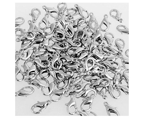 LOT DE 50 FERMOIRS MOUSQUETONS METAL ARGENTE 12...