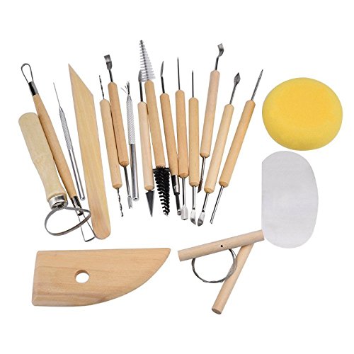 Hrph 19pcs kit diy outils de poterie sculpture argile modelisation lissage cire crafts polymer clay en bois code EAN 1904810799897 