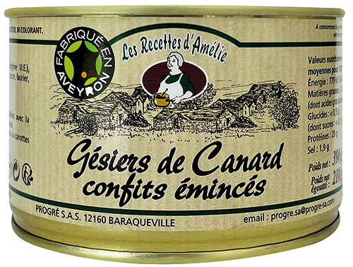 LES RECETTES D’AMÉLIE GÉSIERS DE CANARD CONFITS ÉMINCÉS code EAN 1930475 