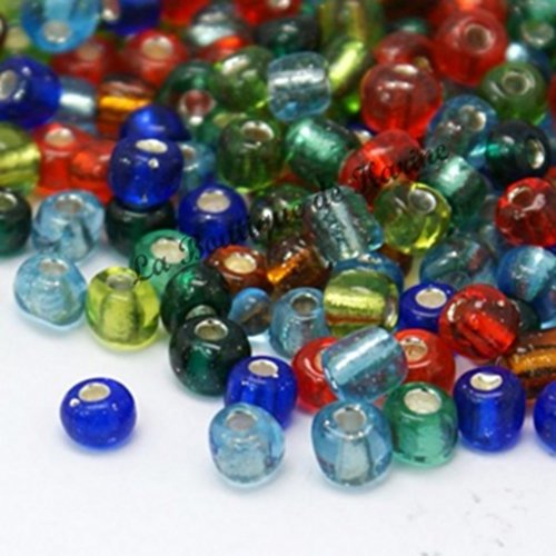 LOT DE 500 PERLES DE ROCAILLE MULTICOLORE TRANS...