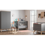 VOX Chambre TRIO lit 60x120 commode armoire NATURE Gris code EAN 20411540002471 