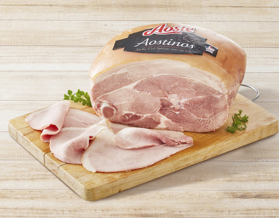  JAMBON CUIT AVEC SON OS AOSTINOS NATURE OU FUMÉ code EAN 205356000005 