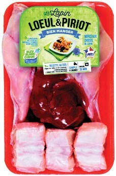  LAPIN ENTIER DÉCOUPÉ SANS OGM BLEU BLANC COEUR “LOEUL & PIRIOT” code EAN 2427268 