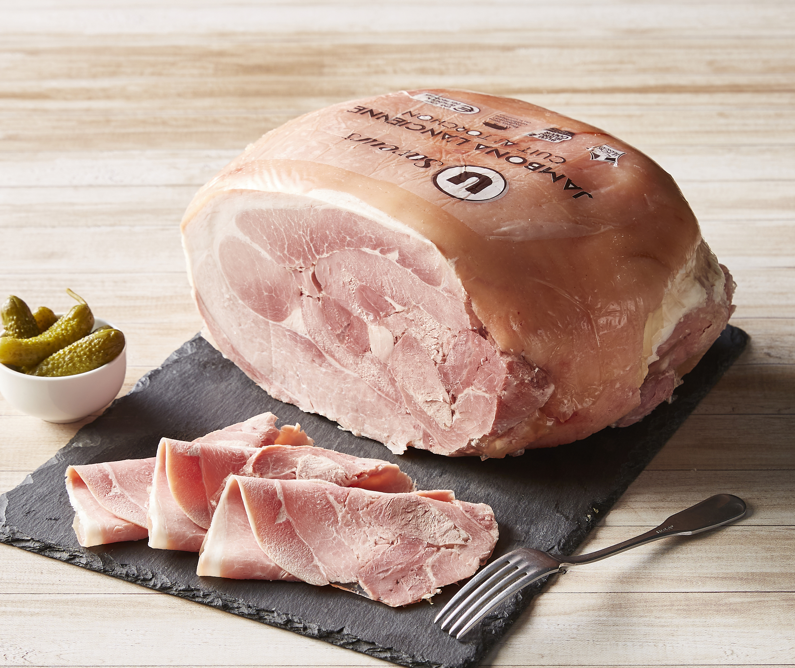  JAMBON CUIT SUPÉRIEUR À L'ANCIENNE AVEC COUENNE AU TORCHON U SAVEURS code EAN 2885961000003 