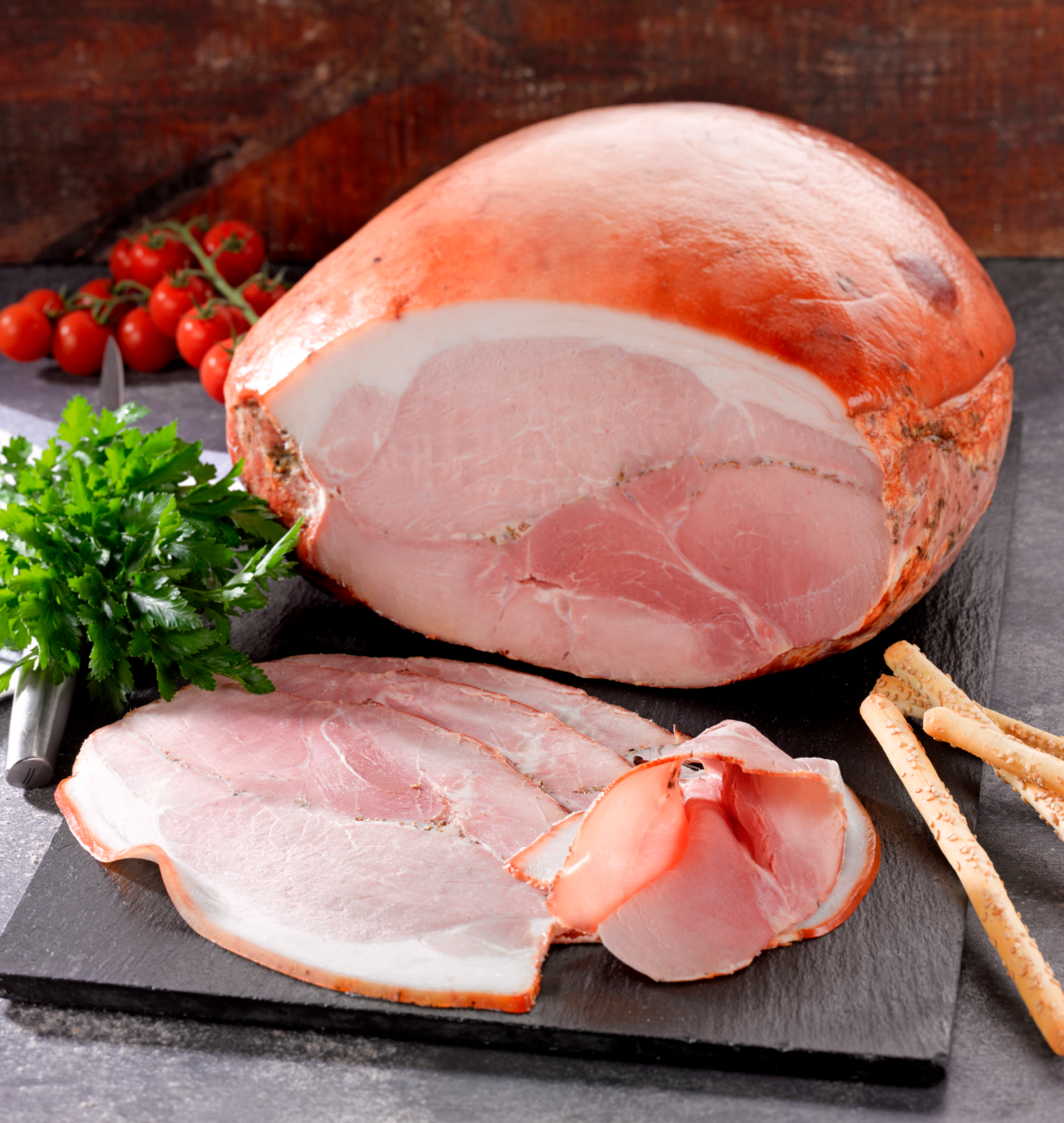 Jambon cuit supérieur aux herbes avec couenne