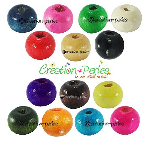 CRÉATION-PERLES Lot 500 Perles de BOIS Multicol...