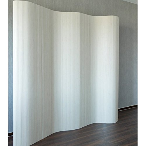 Paravent design en bambou 200 x 250 cm blanc PA...