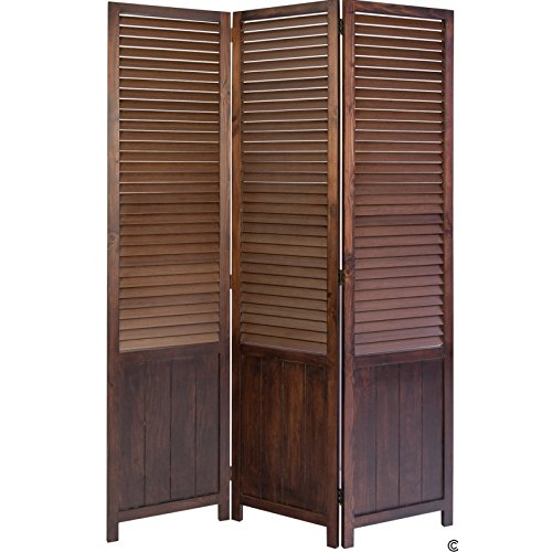 Paravent 3 panneaux marron en bois 120x170cm PA...