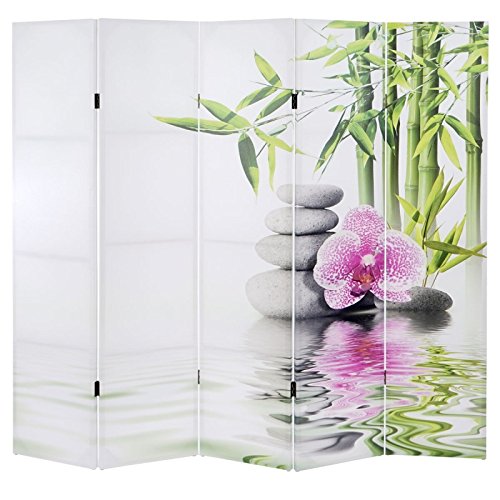 Décoshop26 Paravent 5 panneaux pans séparateur de pièce 180x200cm motif orchidee PAR04010 code EAN 3000104125224 