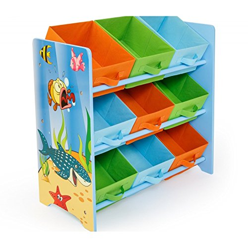 Meuble de rangement étagère jouet panier chambr...