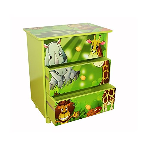 Commode 3 tiroirs chambre enfant motif jungle 4...
