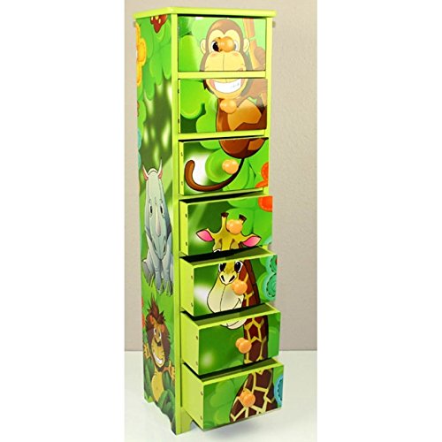Commode chambre enfant rangement motif jungle a...
