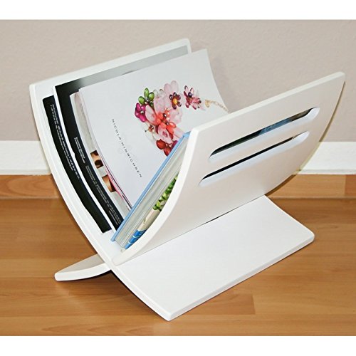 Porte revue en bois rangement magazines blanc 3...