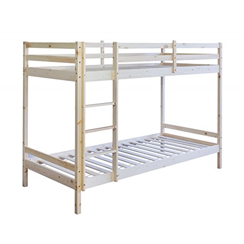 Lit enfant superposé en bois avec sommier à lat...