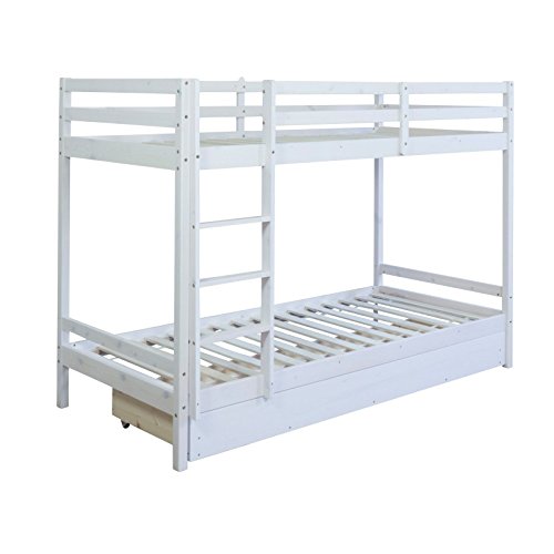 Lit enfant superposé en bois avec sommier à lat...