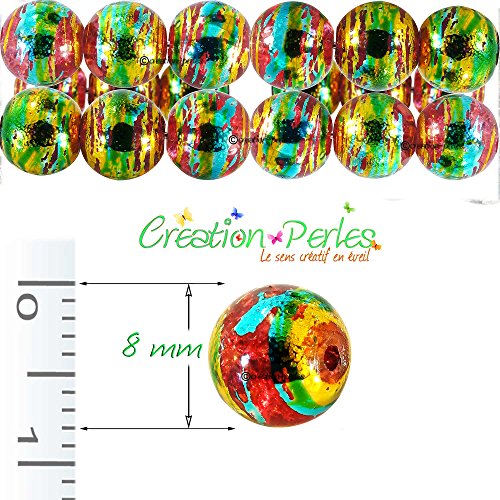 Lot 100 PC Perles Ronde en Verre Filée 8 mm Cré...