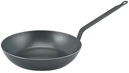 De Buyer 5020.24 'la lyonnaise' poêle ronde coupe lyonnaise - queue feuillard soudée - tôle d'acier bleue - ep. 1 mm - diamètre 24 cm code EAN 3011245020248 