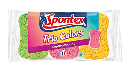 Eponges couleurs  3 eponges trio colors  lot de 3