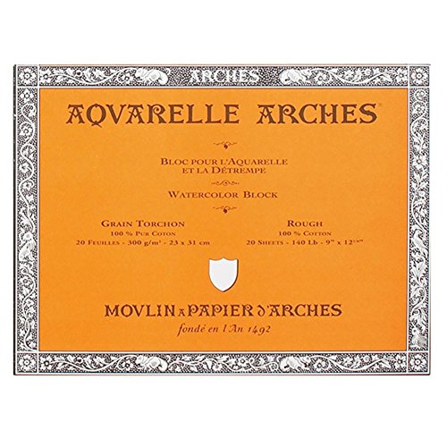 Arches Aquarelle bloc 20 feuilles 300 g grain torchon 23 x 31 cm blanc naturel code EAN 3011480511129 