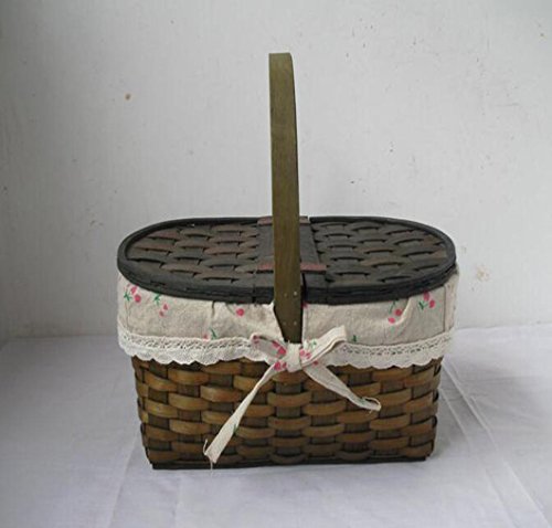 AIURLIFE En bois rotin pique-nique panier osier rangement boîte pique-nique entraver avec doublure en coton , l 38*25*16 code EAN 3012396673642 