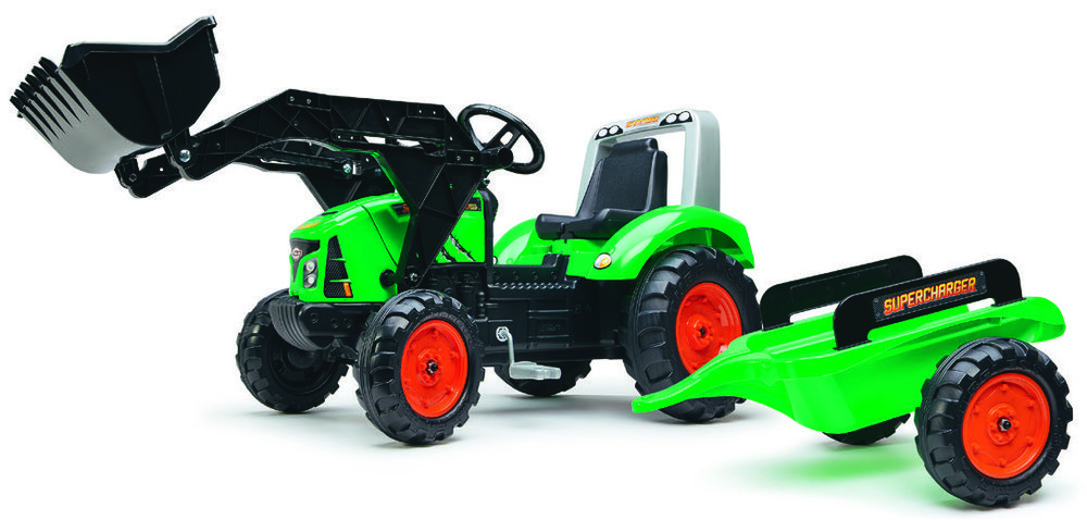 TRACTOPELLE À PÉDALES AVEC REMORQUE