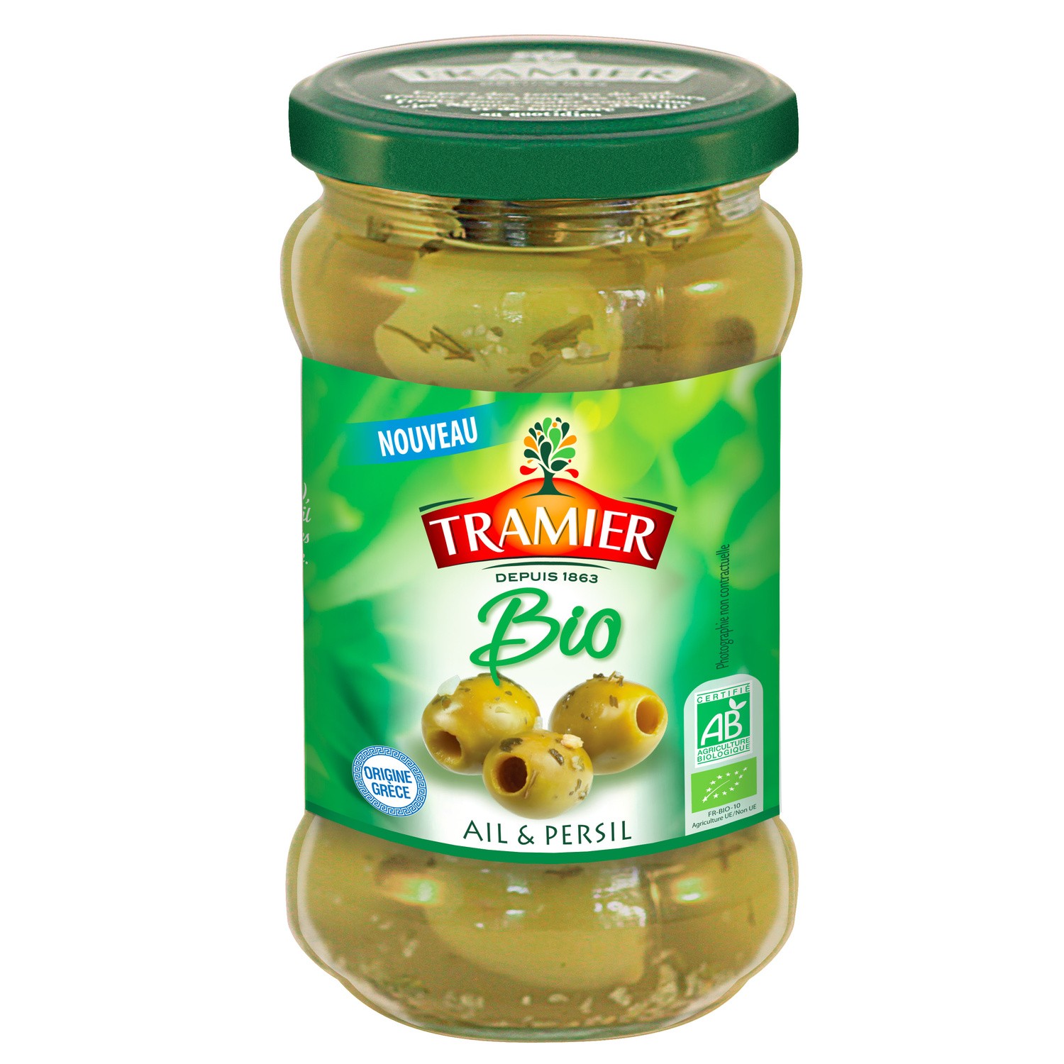 Olives vertes dénoyautée ail & persil bio TRAMIER