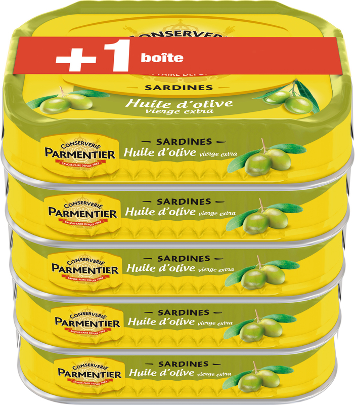 PARMENTIER SARDINES ENTIÈRES HUILE D'OLIVE PARMENTIER code EAN 3019081238889 