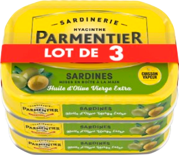  Sardines Entières À L'huile Dolive Vierge Extra Parmentier  code EAN 3019081241315 