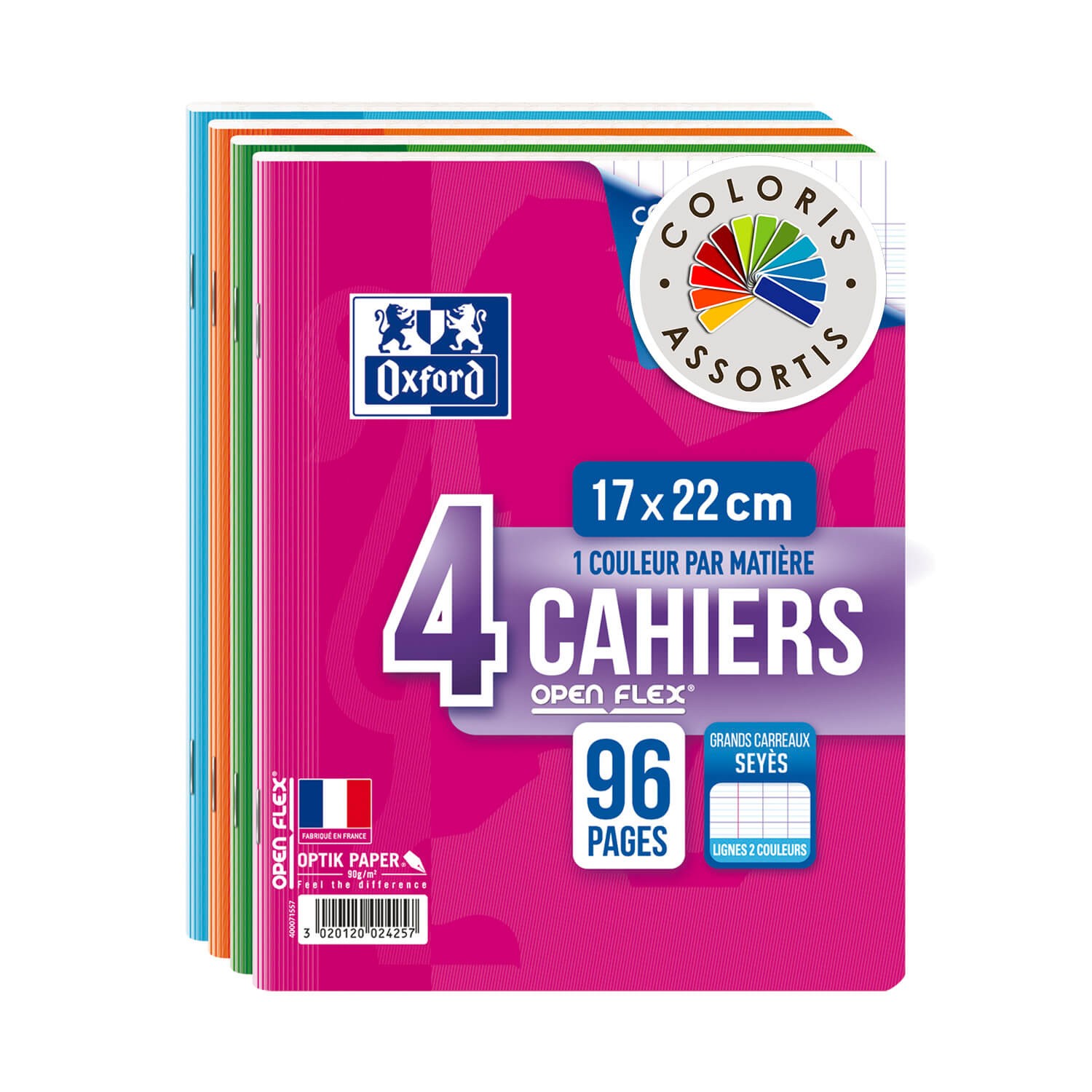 Cahier agrafé 96 pages grands carreaux 17x22cm x4 OXFORD 3020120024257 OXFORD