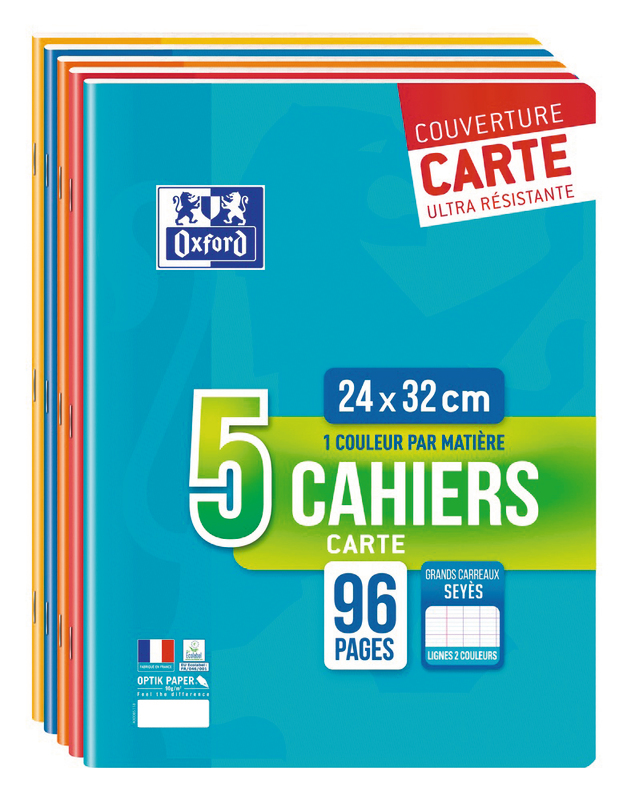5 CAHIERS 24X32 CM OXFORD 3020120039367 OXFORD