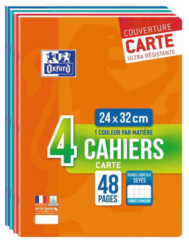 4 CAHIERS 24X32 CM OXFORD