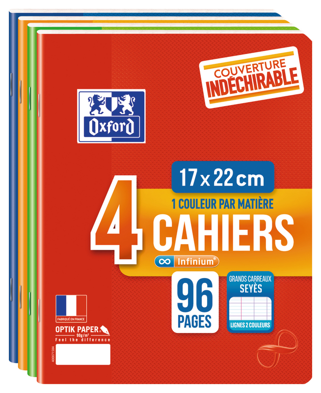 4 CAHIERS 17X22 CM INFINIUM OXFORD