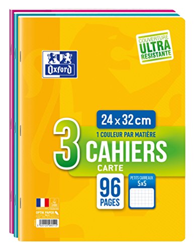 Lot de 3 cahiers 96 pages 24 x 32 cm couleurs a...