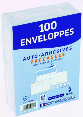 100 ENVELOPPES BLANCHES PRÉCASÉES