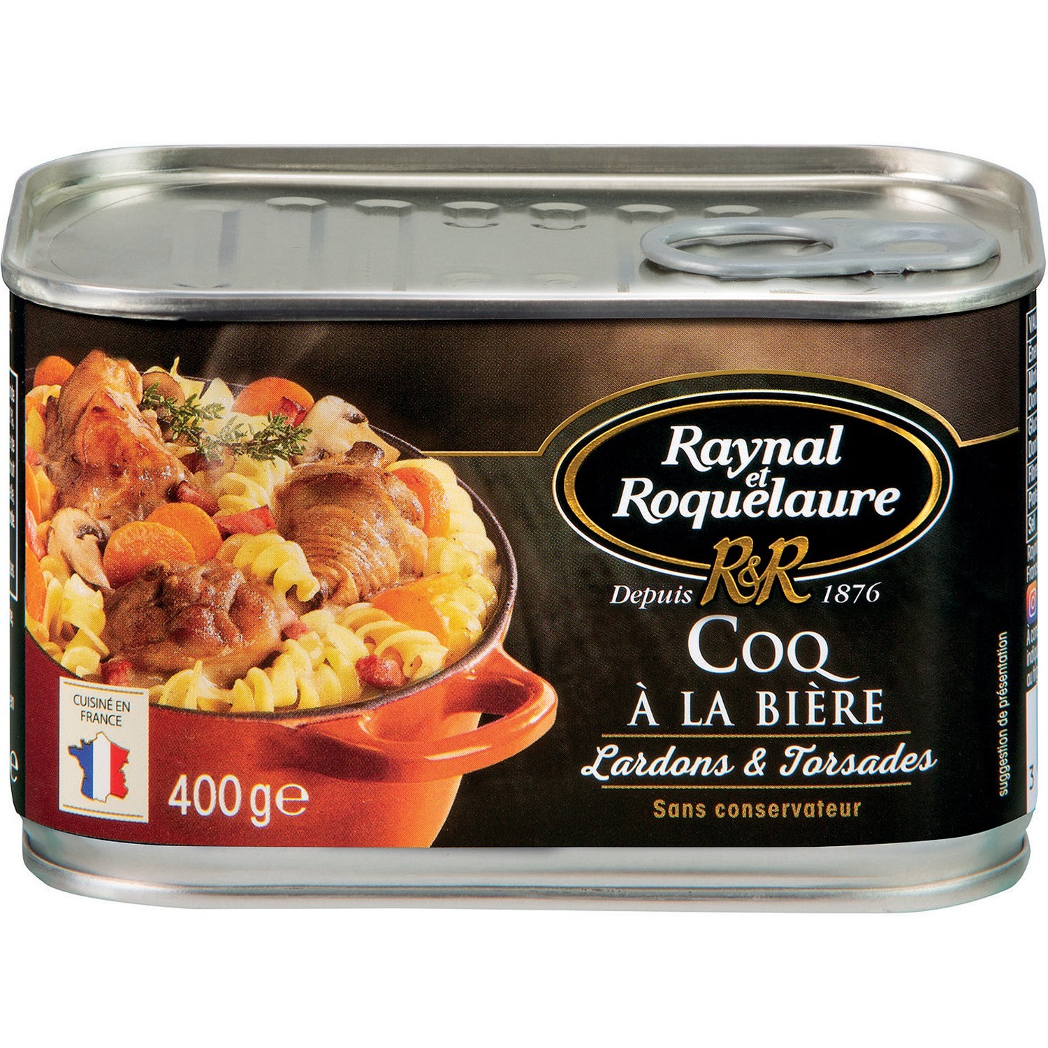 Plat cuisiné Coq à la bière lardons torsades RA...