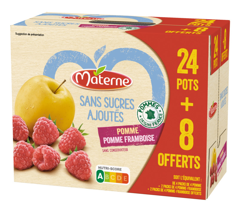 POTS SANS SUCRES AJOUTÉS POMME, POMME FRAMBOISE...