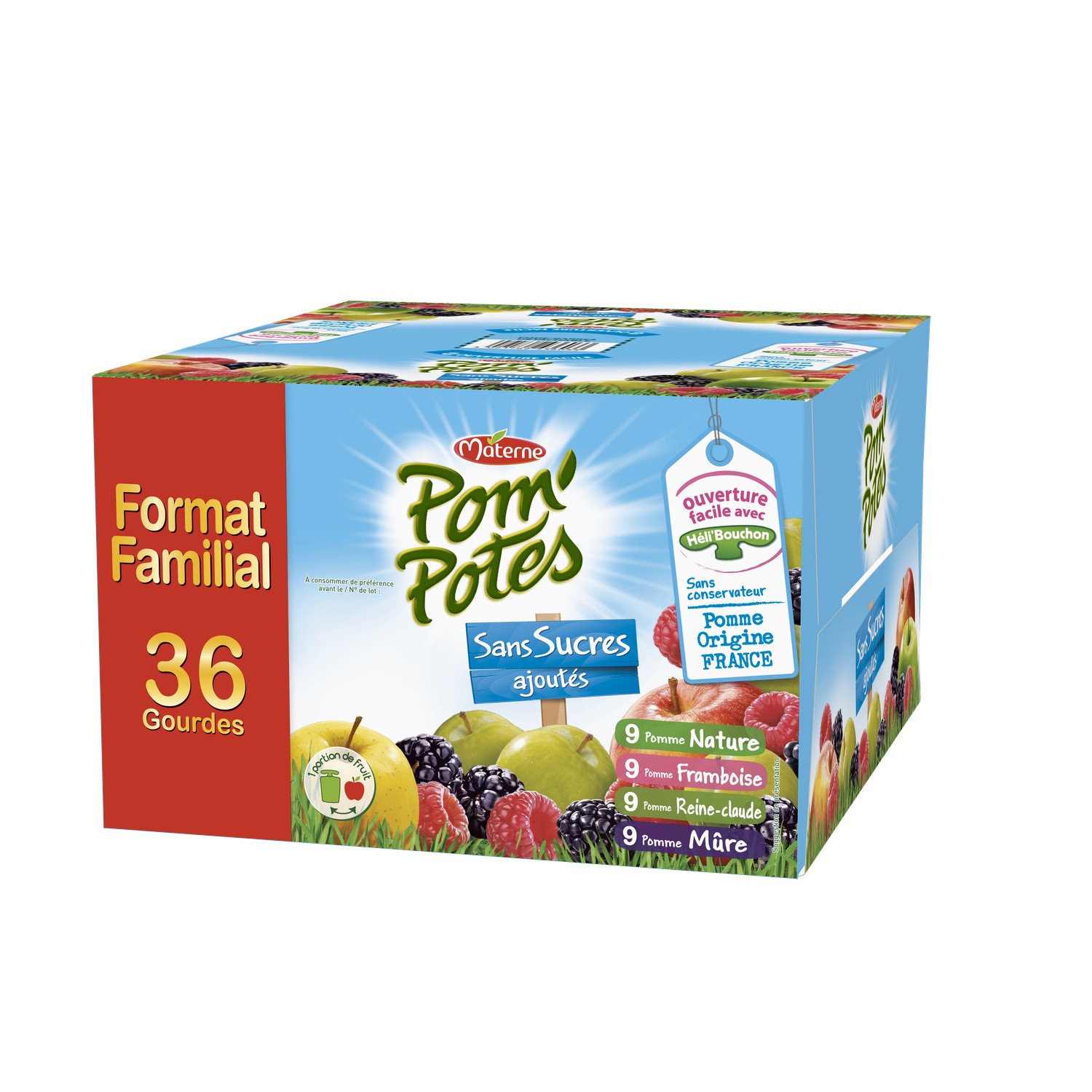 Compotes Pomme, pomme Reine Claude/Mûre,pomme.F...