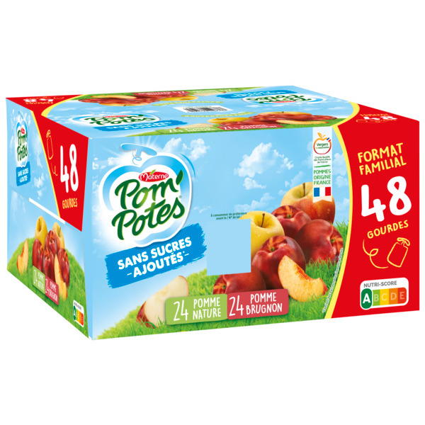COMPOTES SANS SUCRES AJOUTÉS POMME, POMME BRUGNON
