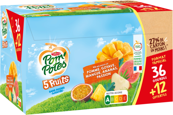  Compotes Gourdes 5 Fruits Exotiques Pom'potes  code EAN 3021762448685 