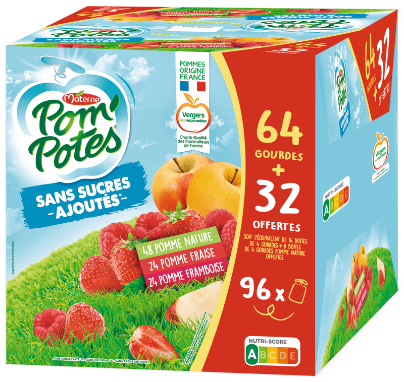 GOURDES POM'POTES SANS SUCRES AJOUTÉS POMME, PO...