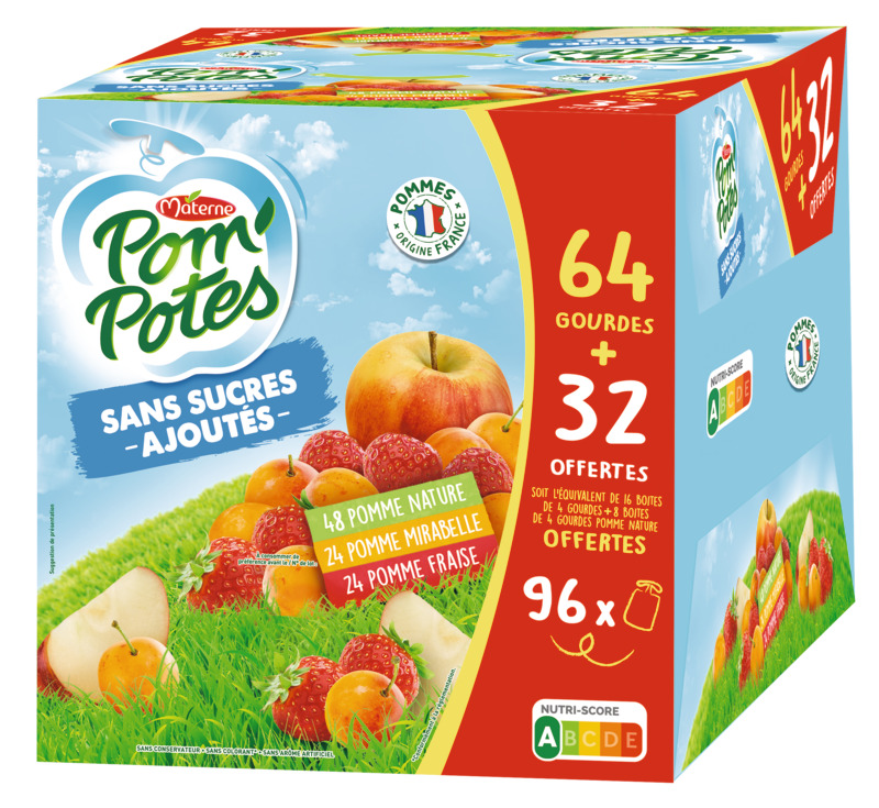 GOURDES POM'POTES SANS SUCRES AJOUTÉS POMME, PO...