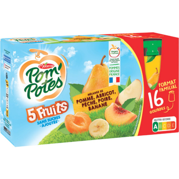 POM'POTES SANS SUCRES AJOUTÉS 5 FRUITS JAUNES P...