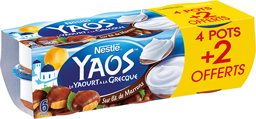 LE YAOURT À LA GRECQUE YAOS SUR LIT DE MARRON